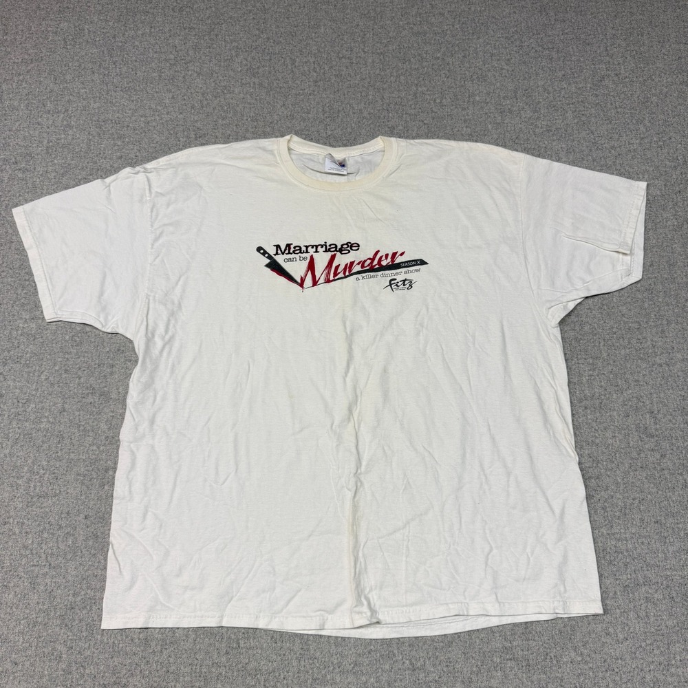 Hanes Marriage Can Be Murder Dinner Show T-Shirt 3XL White Las Vegas Graphic Tee